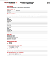 Certificato di calibrazione